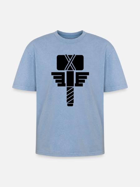 Thor - T-shirt Premium unisexe oversize acid-washed - bleu délavé acide