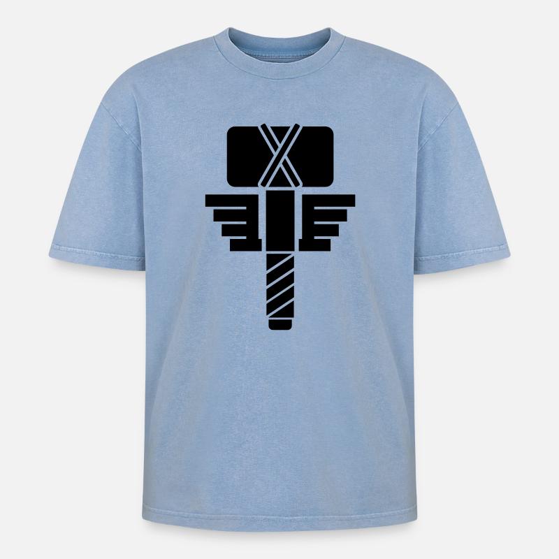 Thor - T-shirt Premium unisexe oversize acid-washed - bleu délavé acide