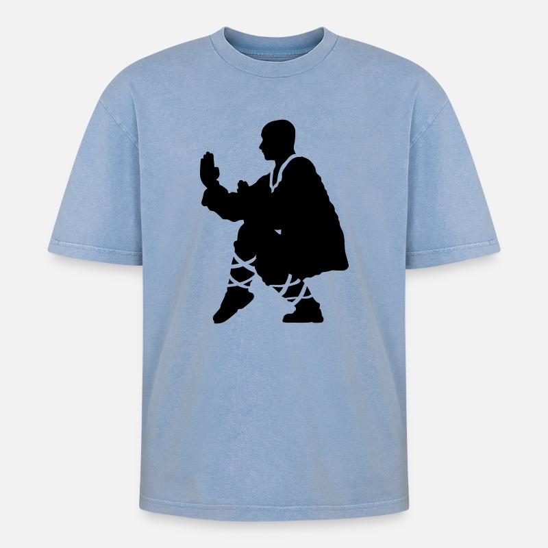 Kung fu Shaolin - T-shirt Premium unisexe oversize acid-washed - bleu délavé acide