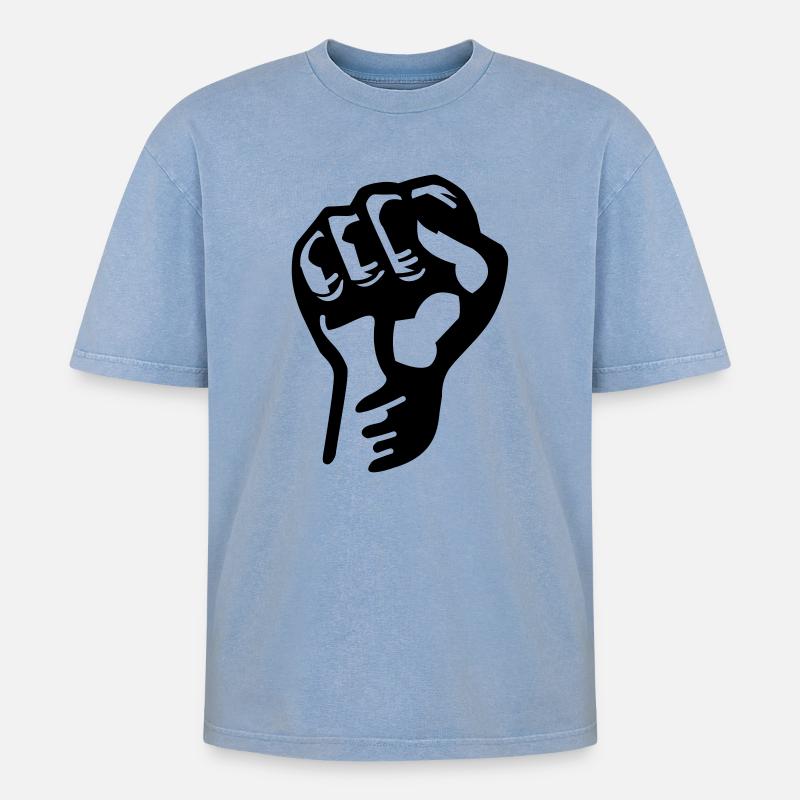Faust - Oversized Unisex Premium Acid-Washed T-Shirt - Blau Acid Wash