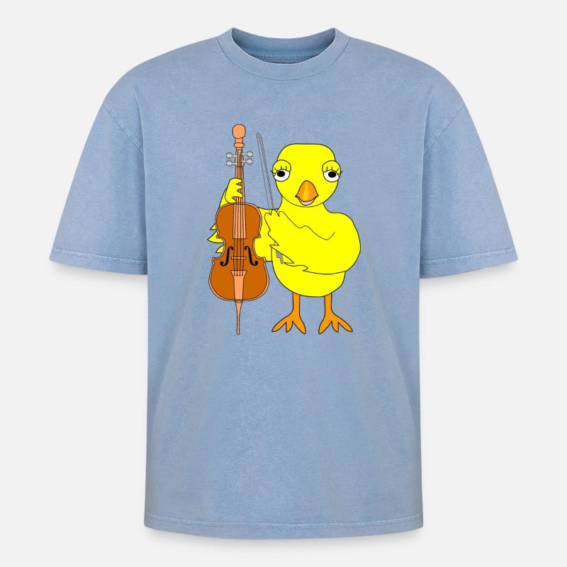 Violoncelle Poussin - T-shirt Premium unisexe oversize acid-washed - bleu délavé acide