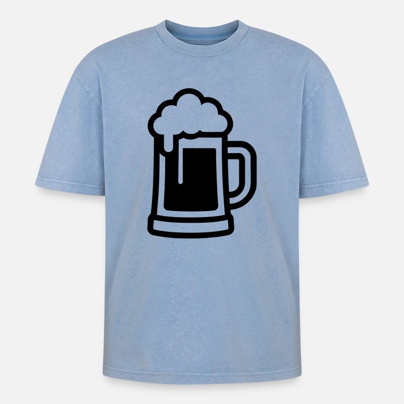 Bierglas Symbol Bier - Oversized Unisex Premium Acid-Washed T-Shirt - Blau Acid Wash