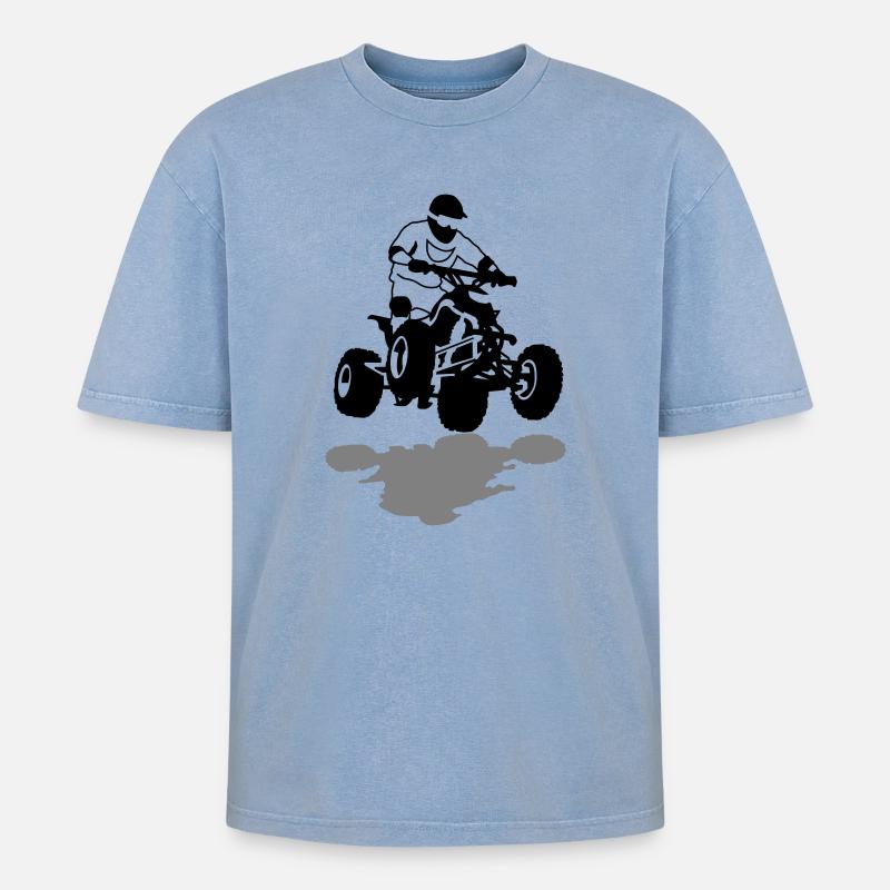 quad - T-shirt Premium unisexe oversize acid-washed - bleu délavé acide
