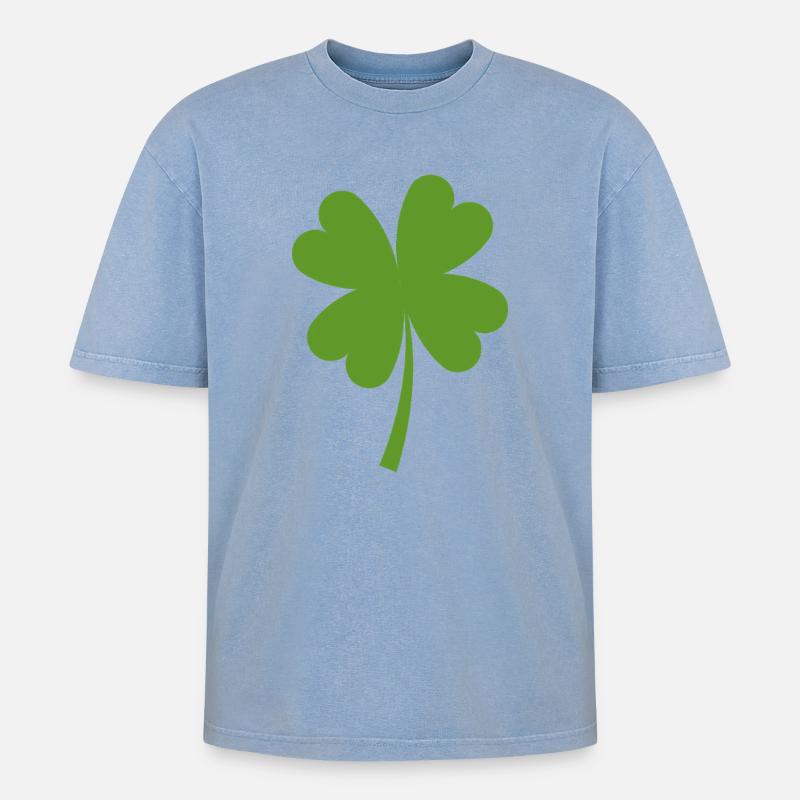 Solid four-leaf clover - Oversized Unisex Premium Acid-Washed T-Shirt - acid washed blue