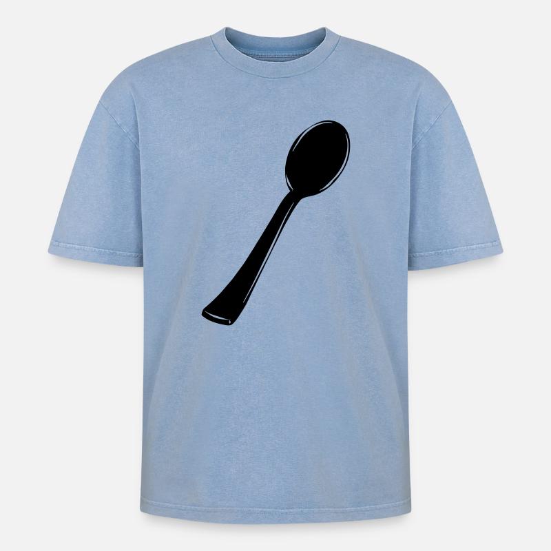 Spoon - Oversized Unisex Premium Acid-Washed T-Shirt - acid washed blue