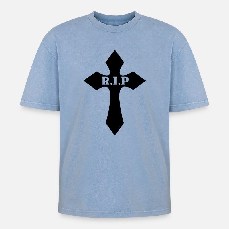 Perte de RIP croisée cher - T-shirt Premium unisexe oversize acid-washed - bleu délavé acide