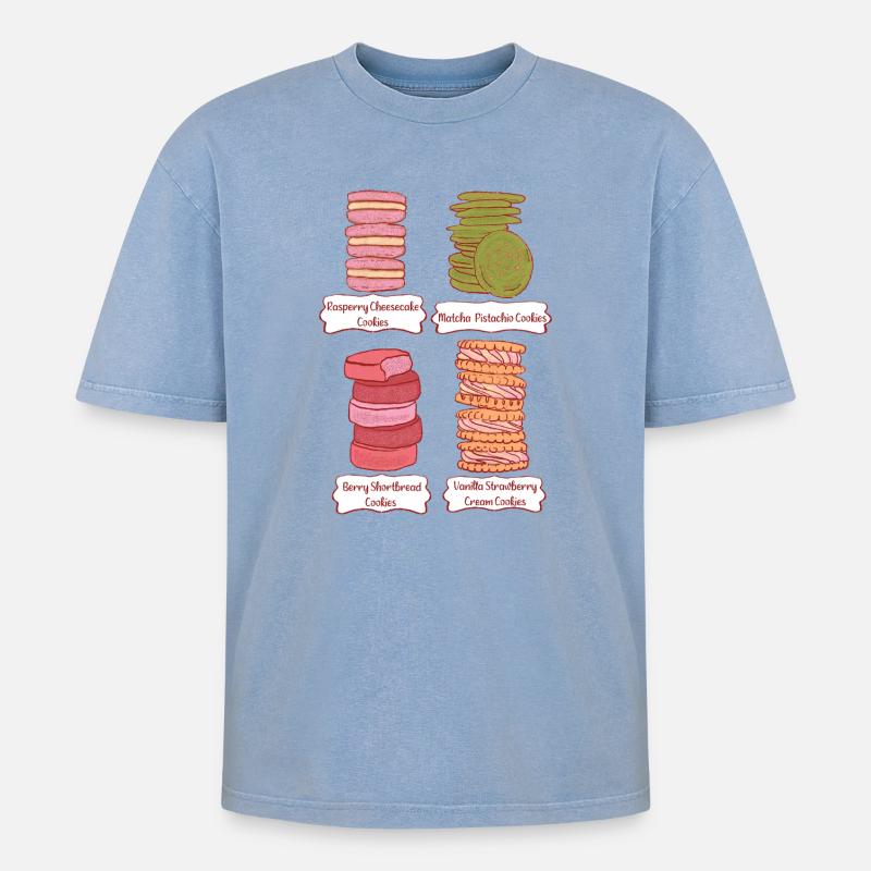 Pastellcookies Stack-Design - Oversized Unisex Premium Acid-Washed T-Shirt - Blau Acid Wash
