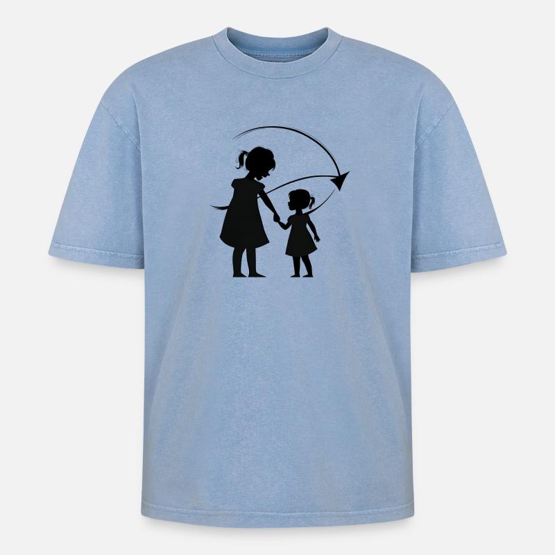 Meine Schwester Photoroom - Oversized Unisex Premium Acid-Washed T-Shirt - Blau Acid Wash