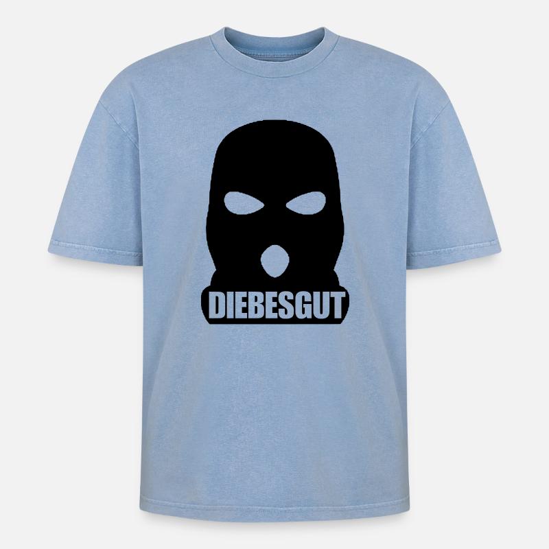 DIEBESGUT_LOGO - Oversized Unisex Premium Acid-Washed T-Shirt - Blau Acid Wash