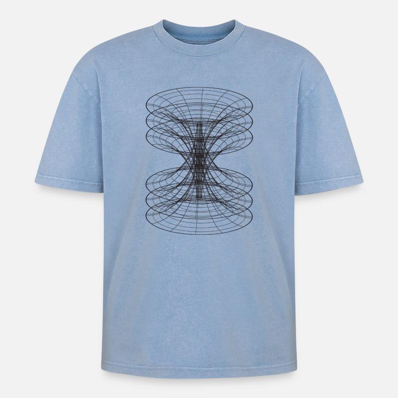 Warped Grid Sanduhr - Oversized Unisex Premium Acid-Washed T-Shirt - Blau Acid Wash
