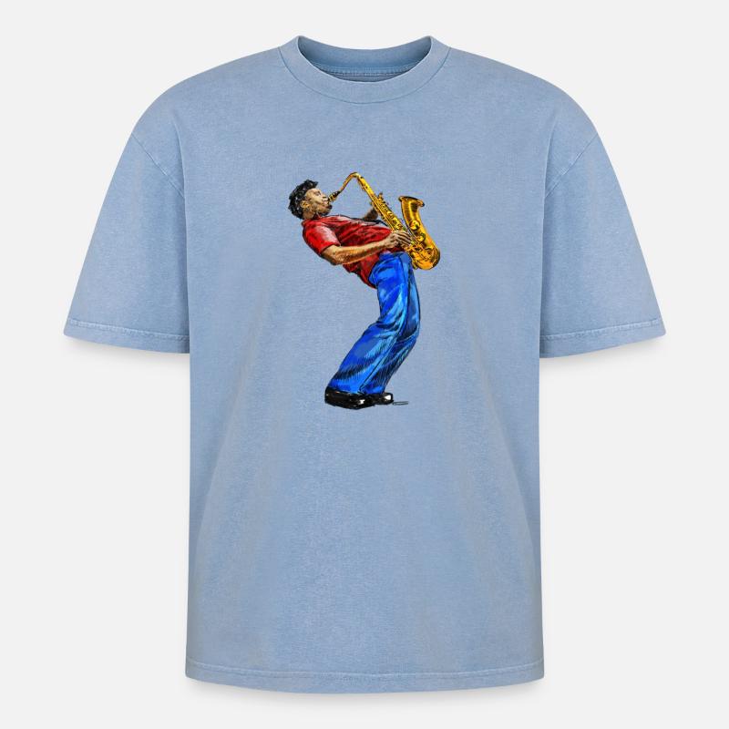 Saksofonist - T-shirt Premium unisexe oversize acid-washed - bleu délavé acide