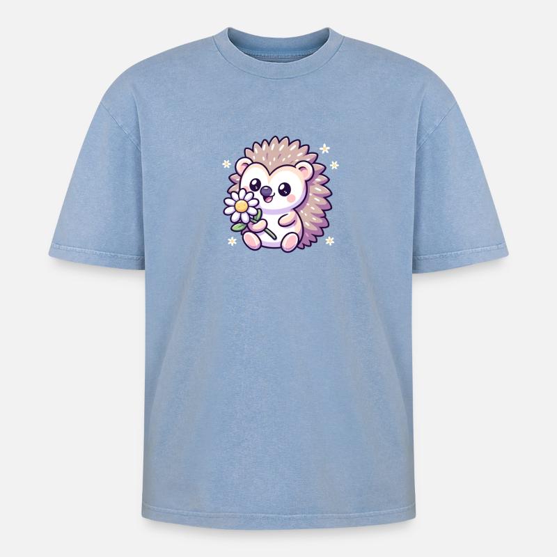 Hérisson Cindy - T-shirt Premium unisexe oversize acid-washed - bleu délavé acide