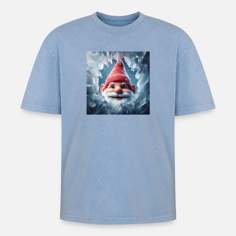Wichtel schaut durch Eis - Oversized Unisex Premium Acid-Washed T-Shirt - Blau Acid Wash