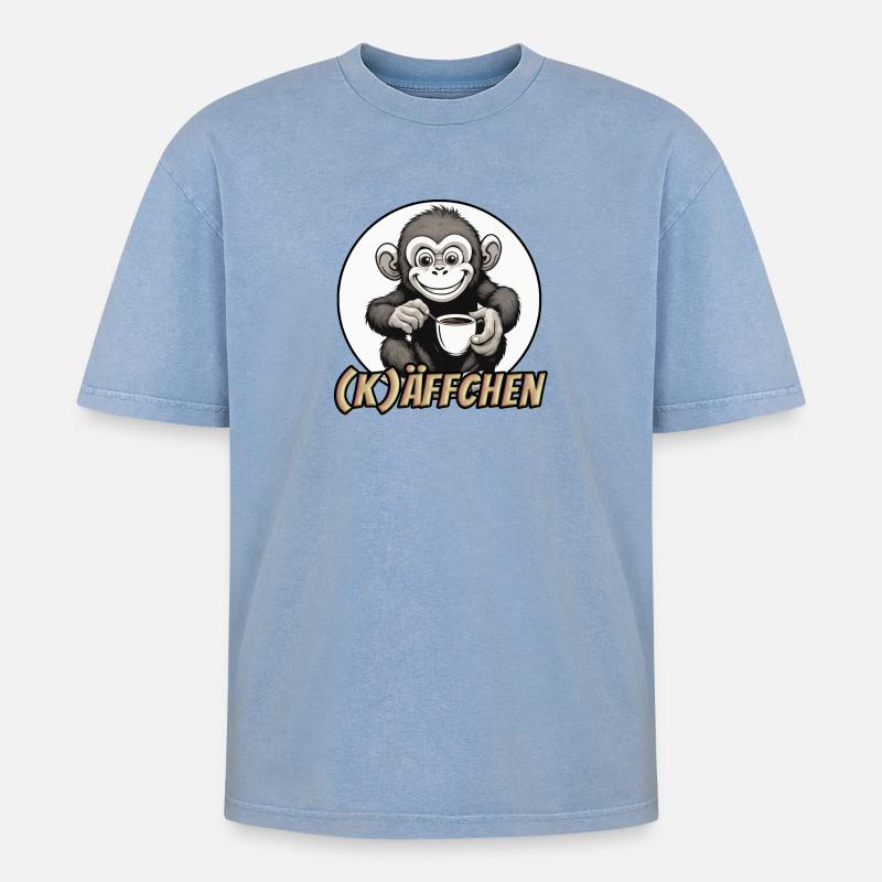 Käffchen - Oversized Unisex Premium Acid-Washed T-Shirt - Blau Acid Wash