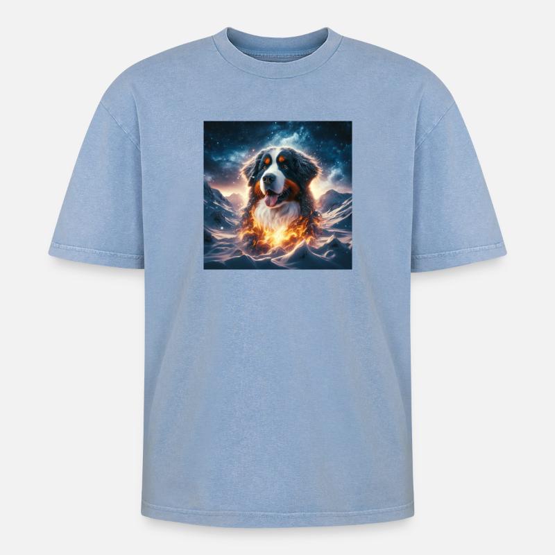 Bouvier bernois - T-shirt Premium unisexe oversize acid-washed - bleu délavé acide