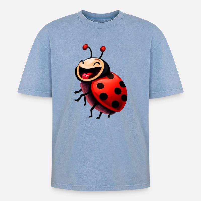 Marienkäfer - Oversized Unisex Premium Acid-Washed T-Shirt - Blau Acid Wash
