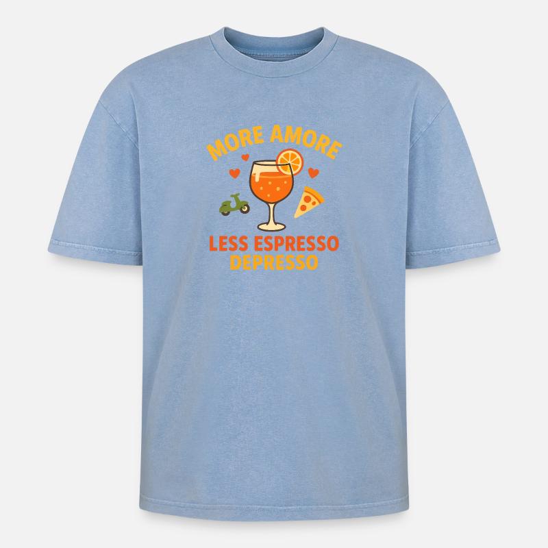 Lebensfreude im Drinks-Design - Oversized Unisex Premium Acid-Washed T-Shirt - Blau Acid Wash
