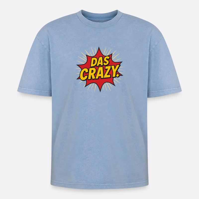 Comic Explosion Text Design - Oversized Unisex Premium Acid-Washed T-Shirt - Blau Acid Wash