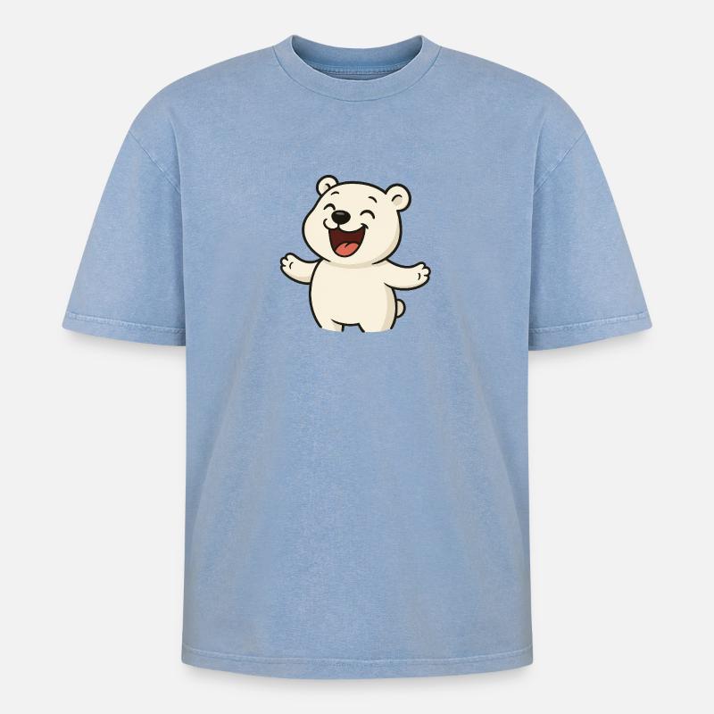 Lachender_Eisbaer - T-shirt Premium unisexe oversize acid-washed - bleu délavé acide