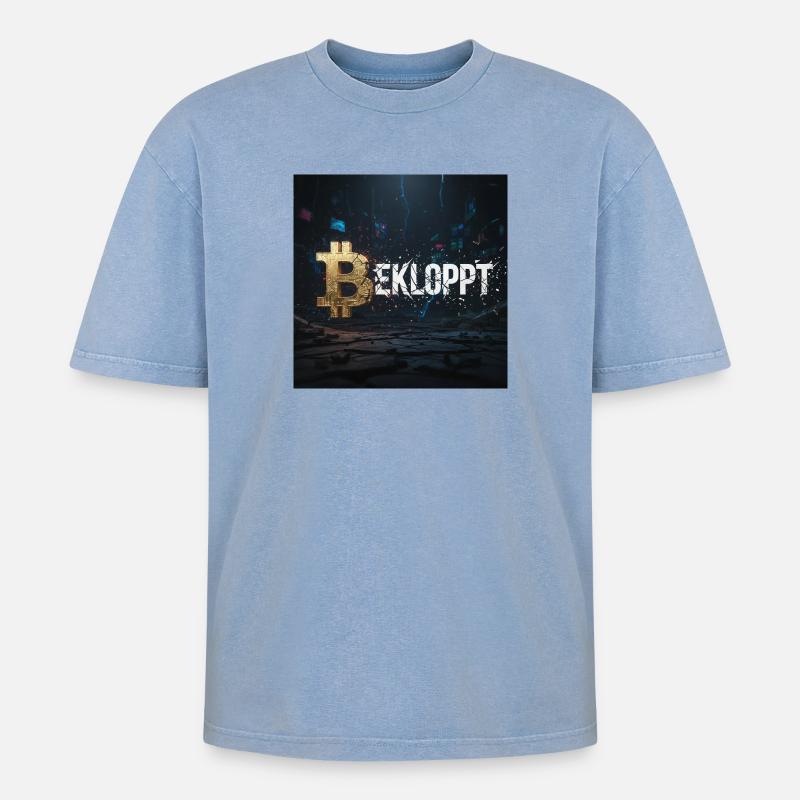 Bitcoin Explosion Crypto Chaos - T-shirt Premium unisexe oversize acid-washed - bleu délavé acide