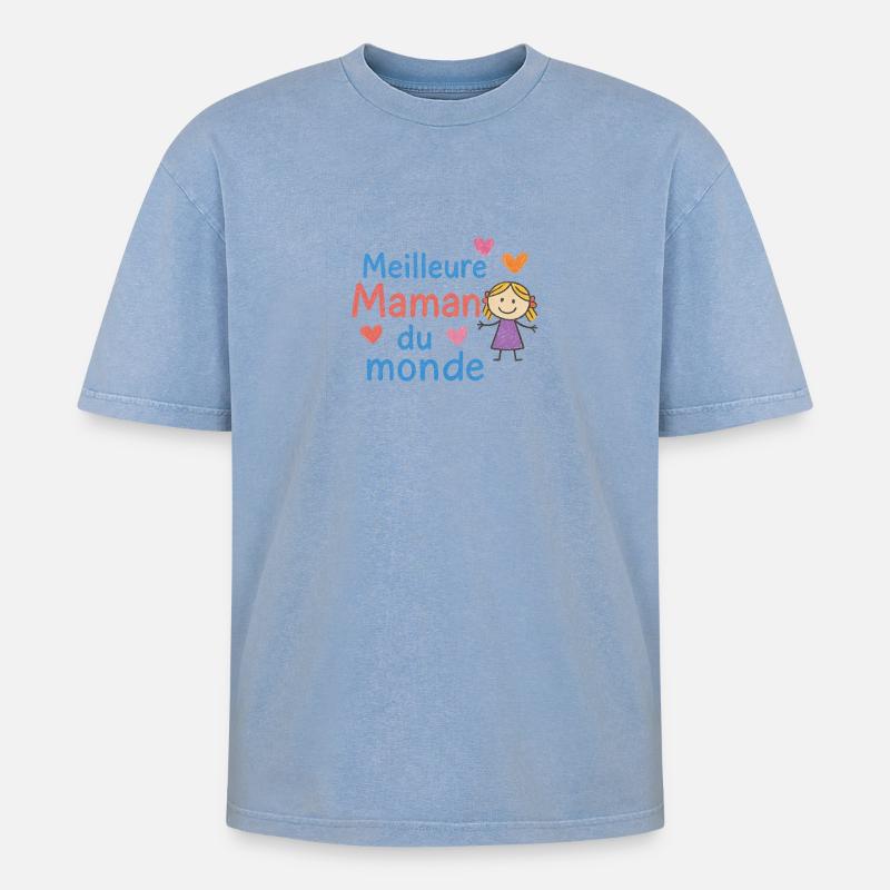Beste Mutter der Welt - Oversized Unisex Premium Acid-Washed T-Shirt - Blau Acid Wash