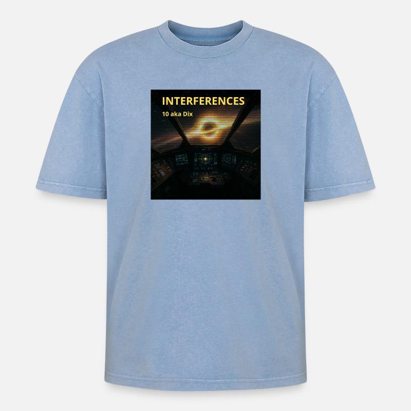 Nebula-Cockpit-Interferenz - Oversized Unisex Premium Acid-Washed T-Shirt - Blau Acid Wash