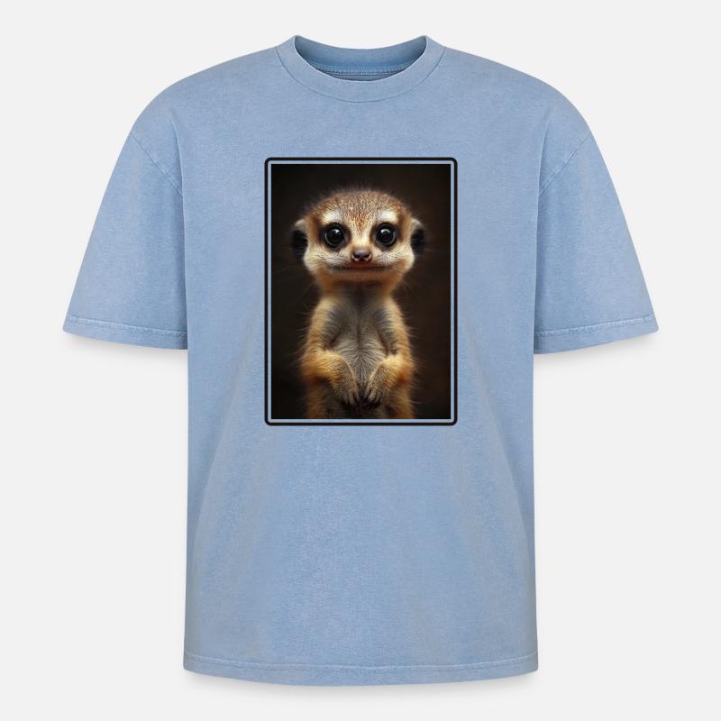 Suricate Erdmännchen - T-shirt Premium unisexe oversize acid-washed - bleu délavé acide