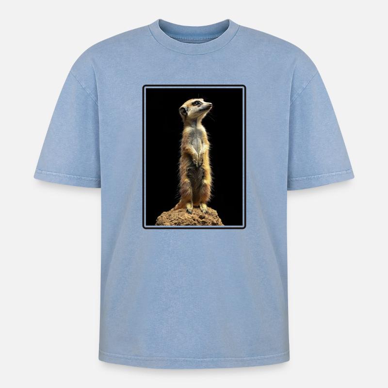 Suricate Erdmännchen - T-shirt Premium unisexe oversize acid-washed - bleu délavé acide