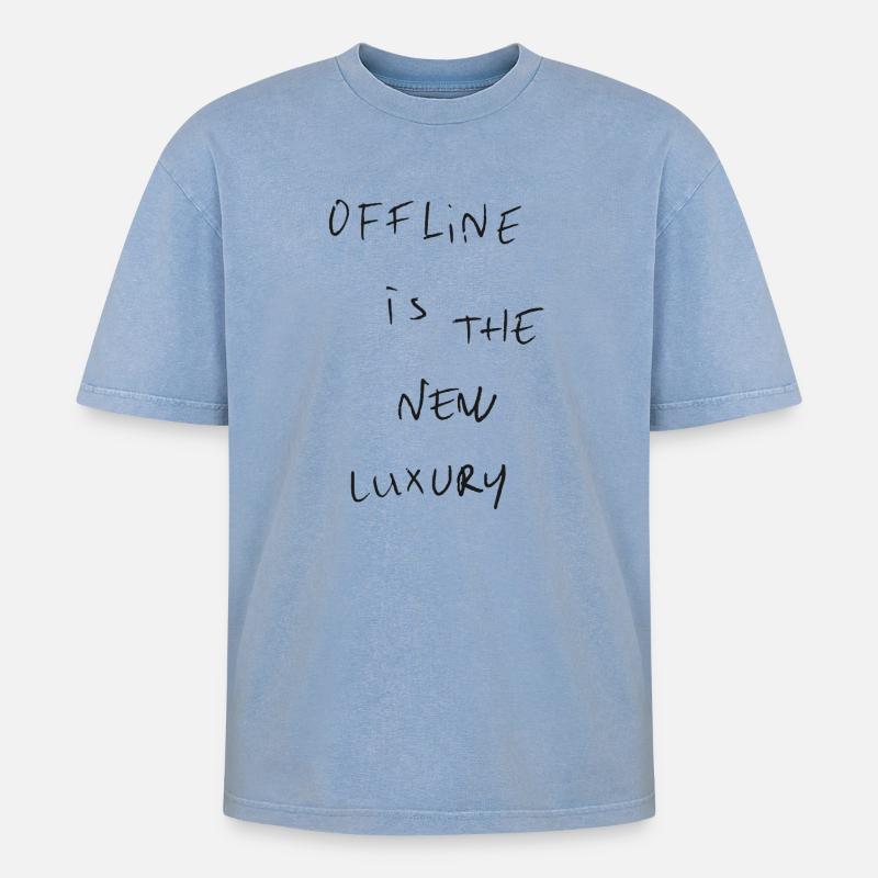Offline - Oversized Unisex Premium Acid-Washed T-Shirt - Blau Acid Wash