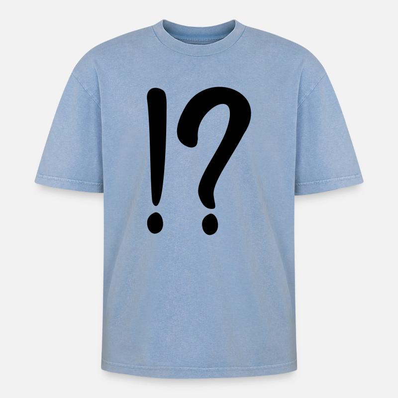 Fragezeichen - Oversized Unisex Premium Acid-Washed T-Shirt - Blau Acid Wash