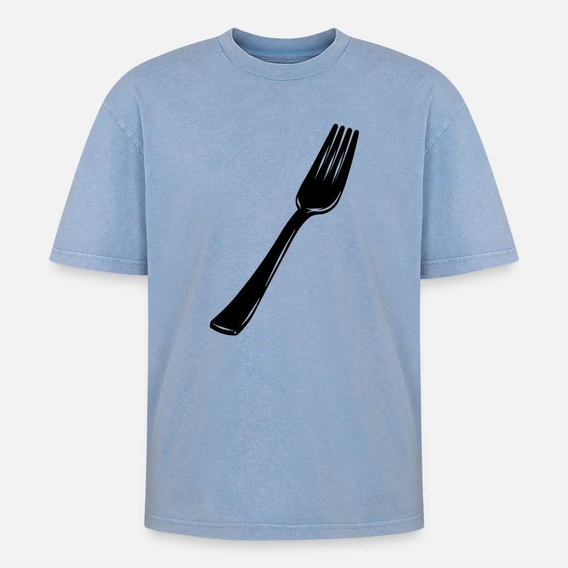 Gabelbesteck - Oversized Unisex Premium Acid-Washed T-Shirt - Blau Acid Wash
