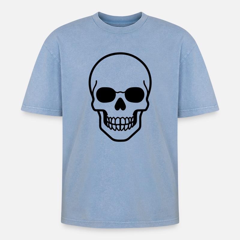 Skeleton Comic - Oversized Unisex Premium Acid-Washed T-Shirt - acid washed blue