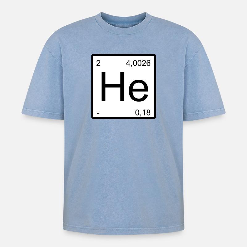 Helium Minimal Element Design - Oversized Unisex Premium Acid-Washed T-Shirt - Blau Acid Wash