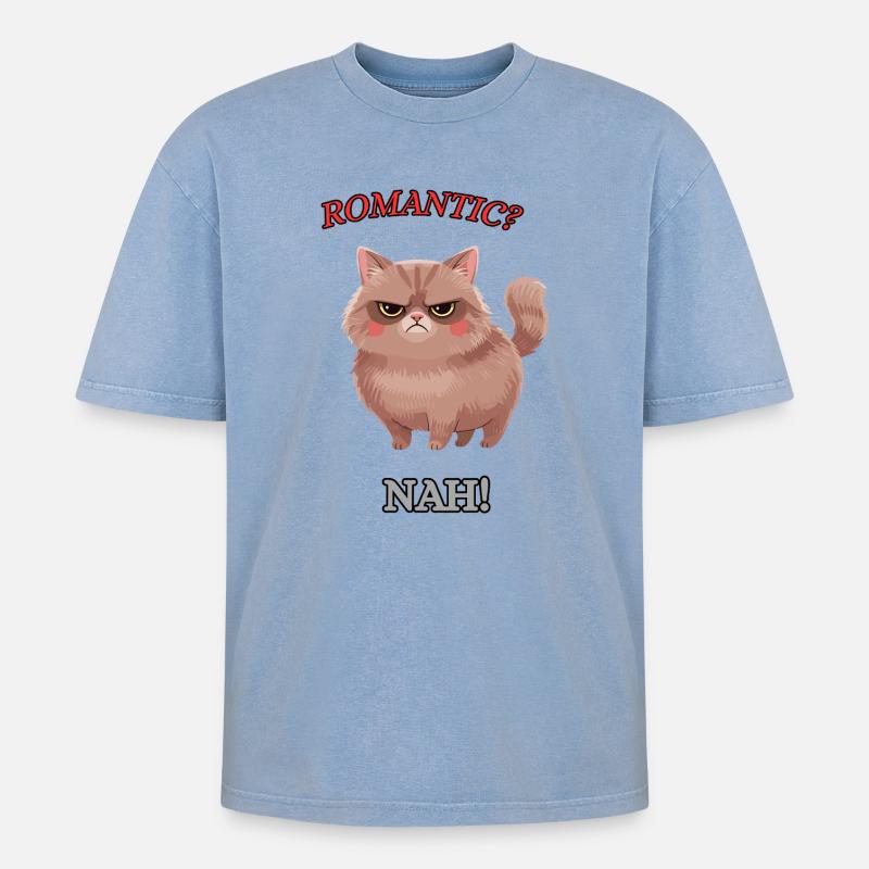 Le Chat Zéro Buck - T-shirt Premium unisexe oversize acid-washed - bleu délavé acide