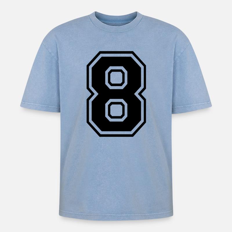 8 - Oversized Unisex Premium Acid-Washed T-Shirt - Blau Acid Wash