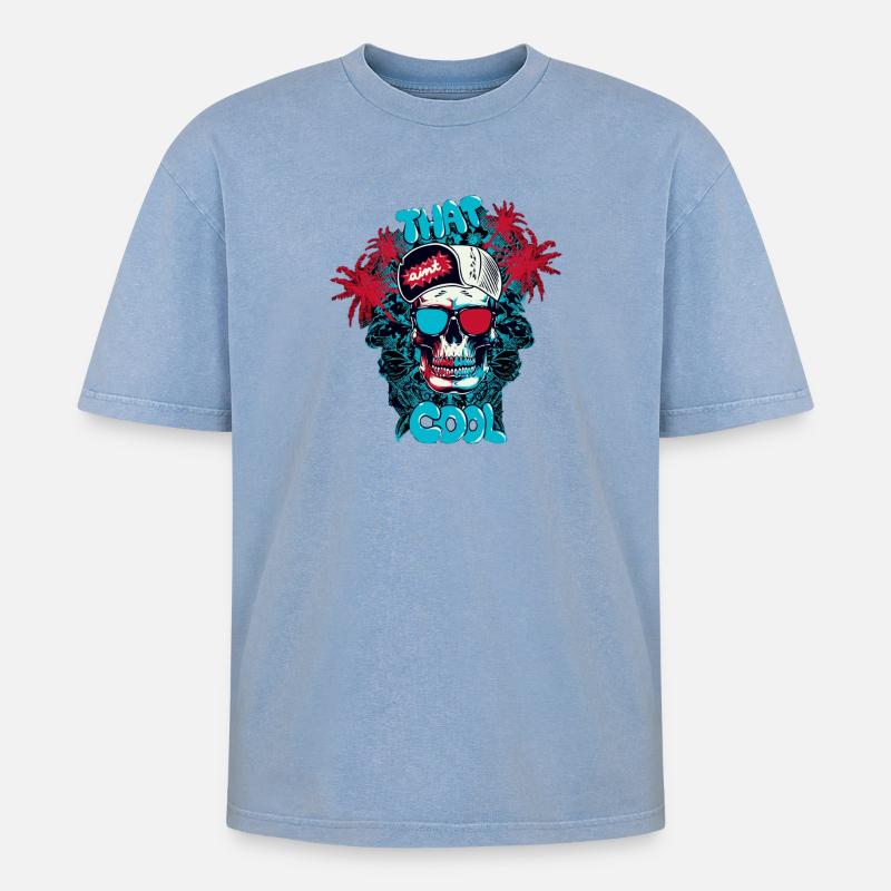 That cool - Oversized Unisex Premium Acid-Washed T-Shirt - Blau Acid Wash