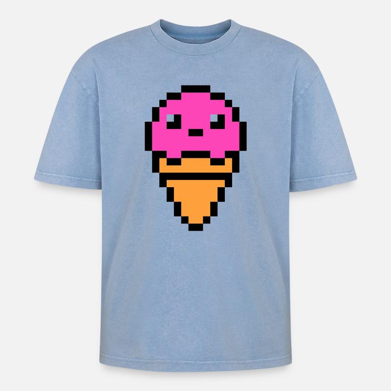 Eis - Oversized Unisex Premium Acid-Washed T-Shirt - Blau Acid Wash