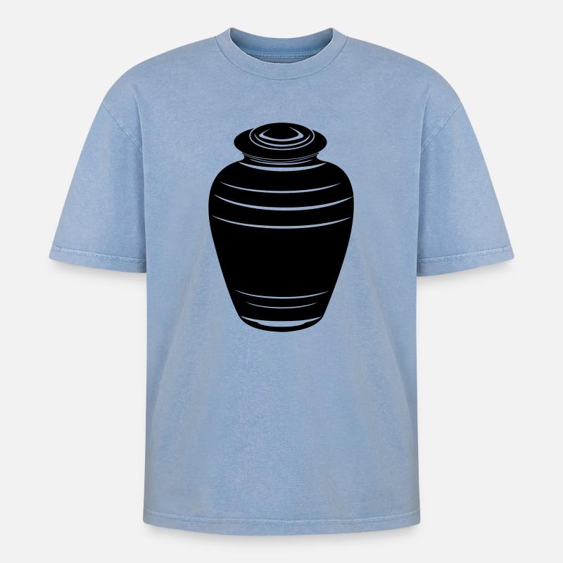 Urnenasche - Oversized Unisex Premium Acid-Washed T-Shirt - Blau Acid Wash