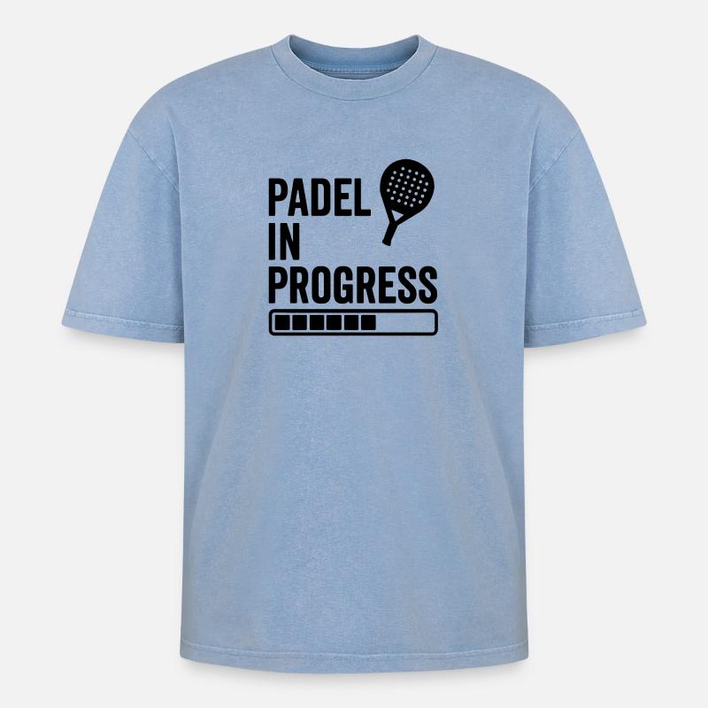 Padel in Progress - Oversized Unisex Premium Acid-Washed T-Shirt - Blau Acid Wash