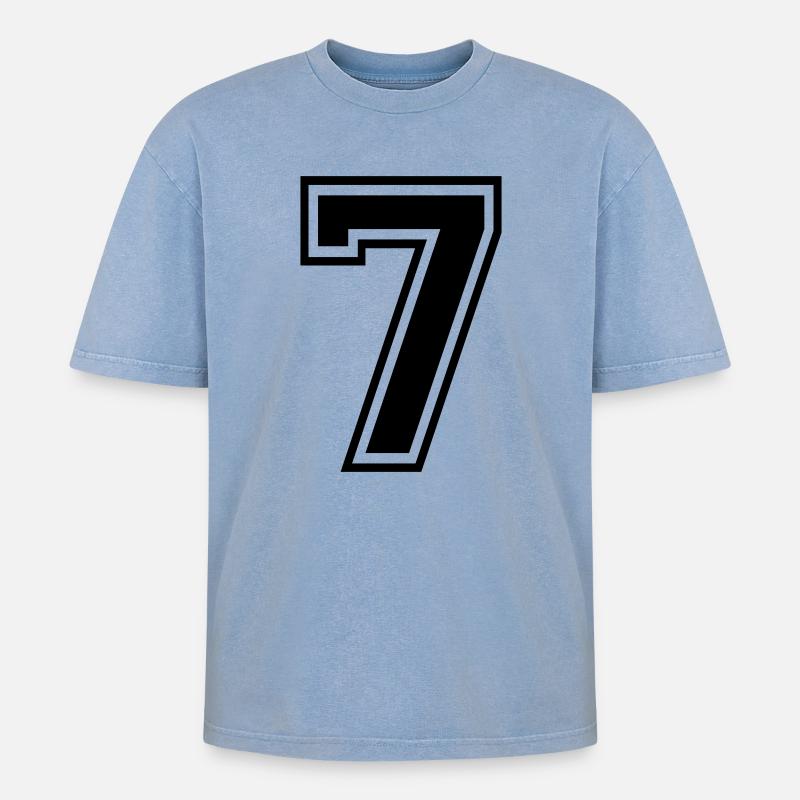 7 - Oversized Unisex Premium Acid-Washed T-Shirt - Blau Acid Wash