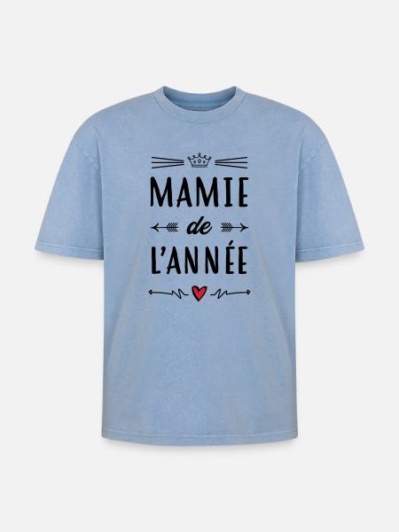 Großmütter / Oma / Mami / Großmutter / Mamy - Oversized Unisex Premium Acid-Washed T-Shirt - Blau Acid Wash