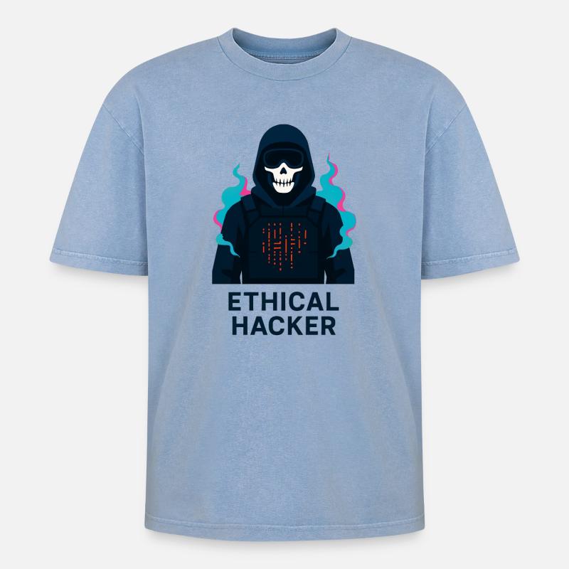 Ethischer Hacker – Cybersicherheit - Oversized Unisex Premium Acid-Washed T-Shirt - Blau Acid Wash