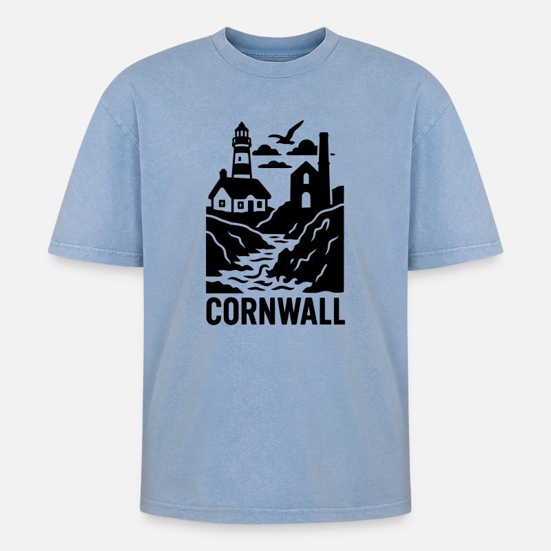 Silhouette de Cornouailles - T-shirt Premium unisexe oversize acid-washed - bleu délavé acide