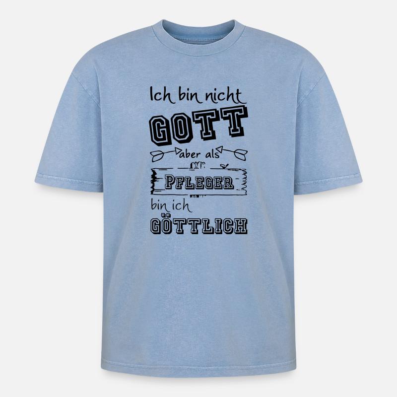 Göttlicher Pfleger Geschenk - Oversized Unisex Premium Acid-Washed T-Shirt - Blau Acid Wash