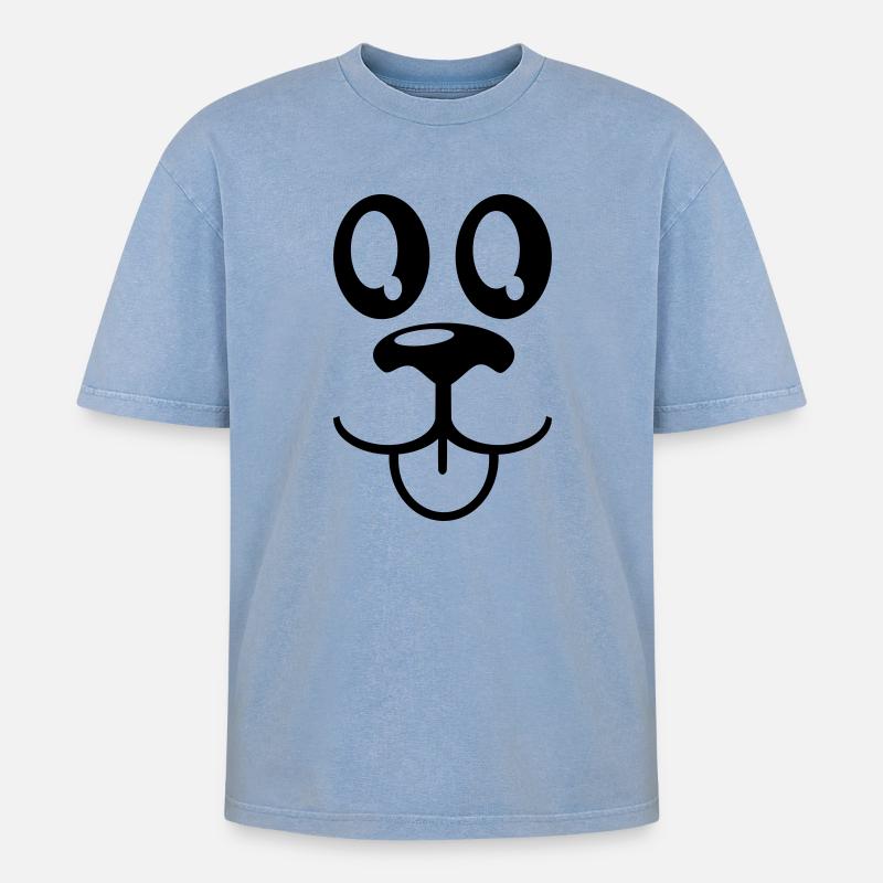 tiergesicht - Oversized Unisex Premium Acid-Washed T-Shirt - Blau Acid Wash