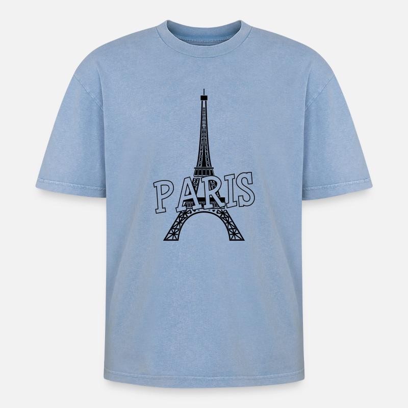 Paris - T-shirt Premium unisexe oversize acid-washed - bleu délavé acide