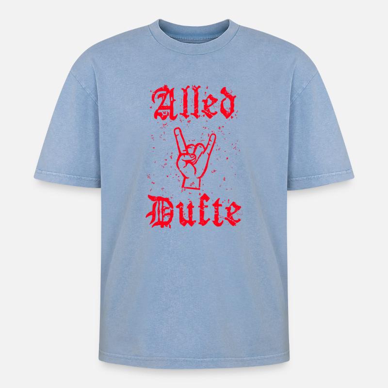 "Alled Dufte" cooler berliner Spruch - Oversized Unisex Premium Acid-Washed T-Shirt - Blau Acid Wash