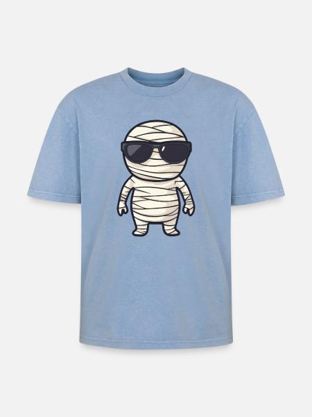 Mummy with sunglasses - Oversized Unisex Premium Acid-Washed T-Shirt - acid washed blue