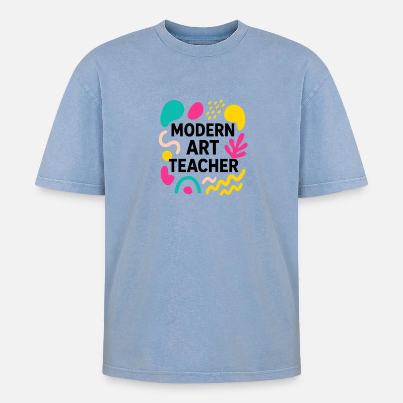 Moderne Kunst - Oversized Unisex Premium Acid-Washed T-Shirt - Blau Acid Wash