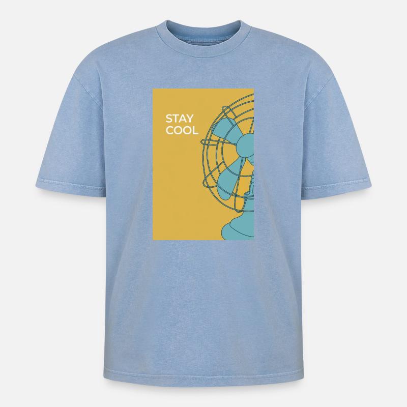 Stay Cool – Modernes Ventilator Poster - Oversized Unisex Premium Acid-Washed T-Shirt - Blau Acid Wash
